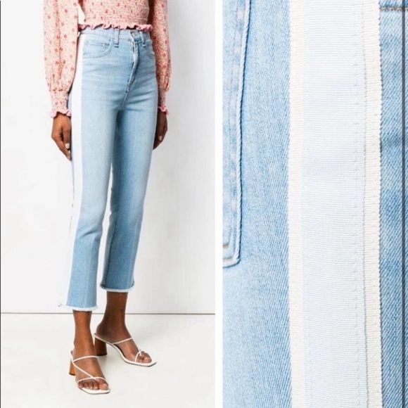 VERONICA BEARD Carly 11" Kick Flare Tuxedo Stripe Jeans - Picture 8 of 8